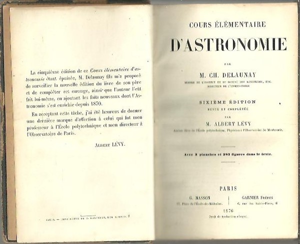 COURS ELEMENTAIRE D'ASTRONOMIE.