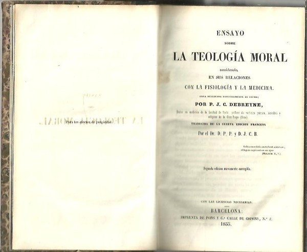 ENSAYO SOBRE LA TEOLOGIA MORAL CONSIDERADA EN SUS RELACIONES CON …