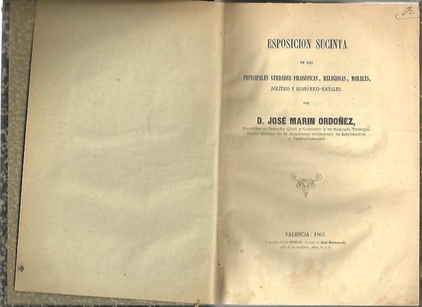 ESPOSICION SUCINTA DE LAS PRINCIPALES VERDADES FILOSOFICAS, RELIGIOSAS, MORALES, POLITICO …