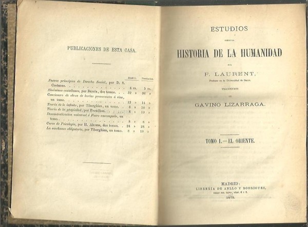 ESTUDIOS SOBRE LA HISTORIA DE LA HUMANIDAD. EL ORIENTE. LA …