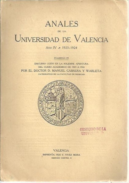 ANALES DE LA UNIVERSIDAD DE VALENCIA. AÑO IV. 1923 - …