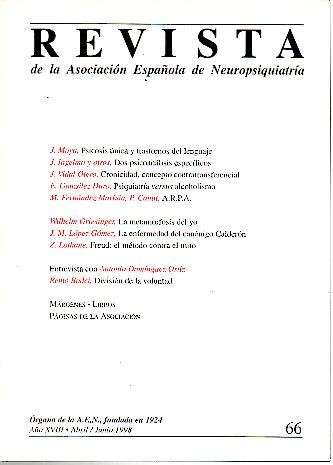 REVISTA DE LA ASOCIACION ESPAÑOLA DE NEUROPSIQUIATRIA. AÑO XVIII. N. …