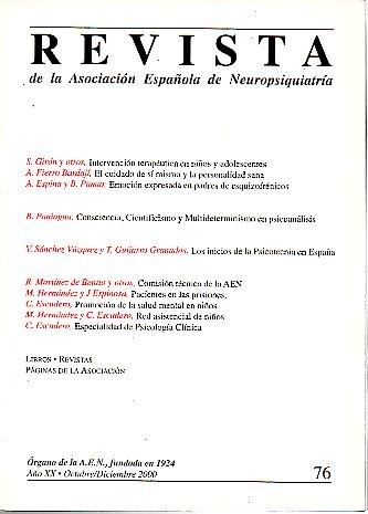 REVISTA DE LA ASOCIACION ESPAÑOLA DE NEUROPSIQUIATRIA. AÑO XX. N. …