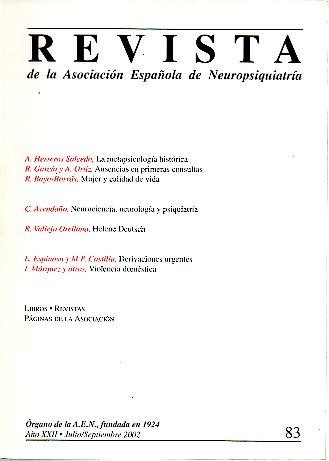REVISTA DE LA ASOCIACION ESPAÑOLA DE NEUROPSIQUIATRIA. AÑO XXII. N. …