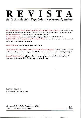REVISTA DE LA ASOCIACION ESPAÑOLA DE NEUROPSIQUIATRIA. AÑO XXV. N. …
