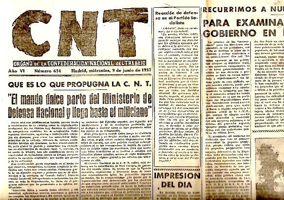 CNT. ORGANO DE LA CONFEDERACION NACIONAL DEL TRABAJO. AÑO VI. …