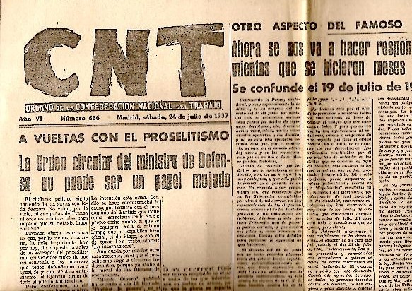 CNT. ORGANO DE LA CONFEDERACION NACIONAL DEL TRABAJO. AÑO VI. …