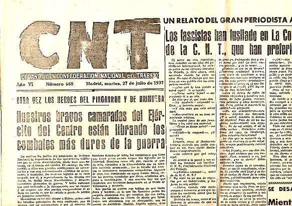 CNT. ORGANO DE LA CONFEDERACION NACIONAL DEL TRABAJO. AÑO VI. …