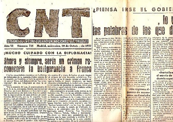 CNT. ORGANO DE LA CONFEDERACION NACIONAL DEL TRABAJO. AÑO VI. …