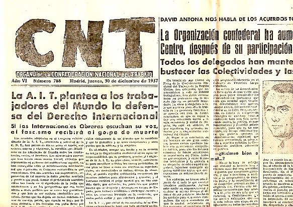 CNT. ORGANO DE LA CONFEDERACION NACIONAL DEL TRABAJO. AÑO VI. …
