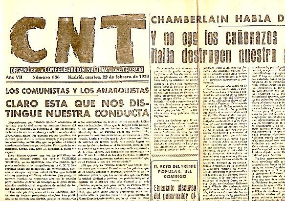 CNT. ORGANO DE LA CONFEDERACION NACIONAL DEL TRABAJO. AÑO VII. …