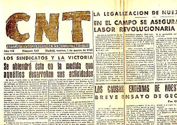 CNT. ORGANO DE LA CONFEDERACION NACIONAL DEL TRABAJO. AÑO VII. …
