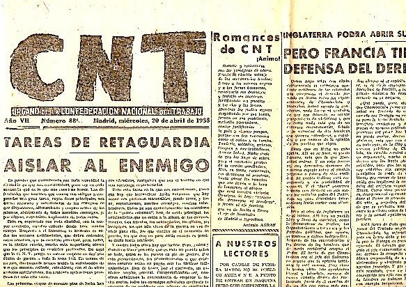 CNT. ORGANO DE LA CONFEDERACION NACIONAL DEL TRABAJO. AÑO VII. …