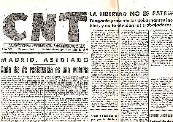 CNT. ORGANO DE LA CONFEDERACION NACIONAL DEL TRABAJO. AÑO VII. …