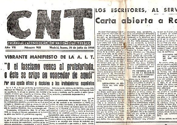 CNT. ORGANO DE LA CONFEDERACION NACIONAL DEL TRABAJO. AÑO VII. …