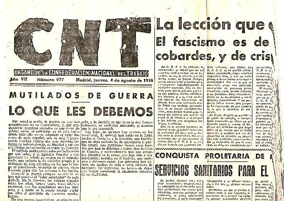 CNT. ORGANO DE LA CONFEDERACION NACIONAL DEL TRABAJO. AÑO VII. …