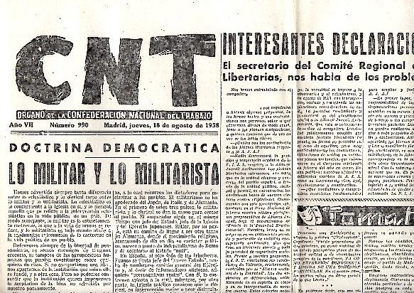 CNT. ORGANO DE LA CONFEDERACION NACIONAL DEL TRABAJO. AÑO VII. …