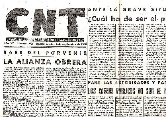 CNT. ORGANO DE LA CONFEDERACION NACIONAL DEL TRABAJO. AÑO VII. …