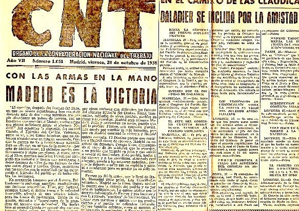 CNT. ORGANO DE LA CONFEDERACION NACIONAL DEL TRABAJO. AÑO VII. …