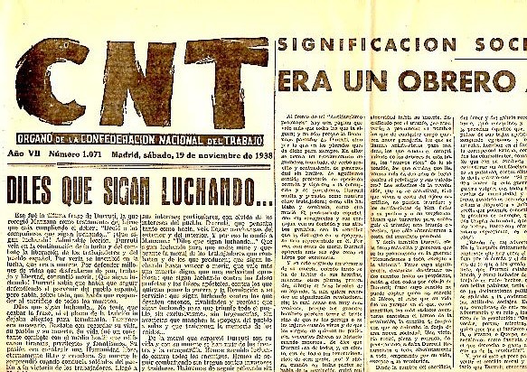 CNT. ORGANO DE LA CONFEDERACION NACIONAL DEL TRABAJO. AÑO VII. …