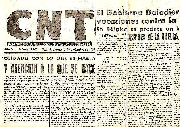 CNT. ORGANO DE LA CONFEDERACION NACIONAL DEL TRABAJO. AÑO VII. …