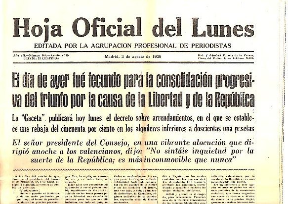 HOJA OFICIAL DEL LUNES. AÑO VII. N. 300. 3-AGOSTO-1936.
