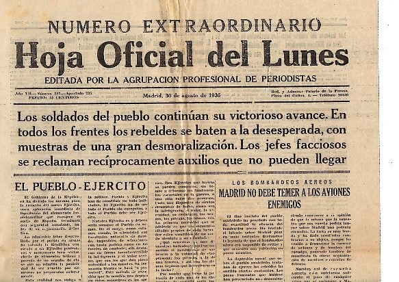 HOJA OFICIAL DEL LUNES. AÑO VII. N. 307. 30-AGOSTO-1936.