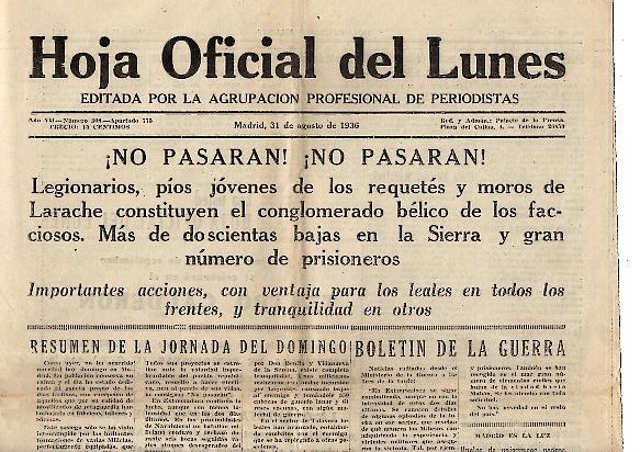 HOJA OFICIAL DEL LUNES. AÑO VII. N. 308. 31-AGOSTO-1936.