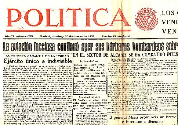 POLITICA. AÑO IV. N. 787. 20-MARZO-1938.
