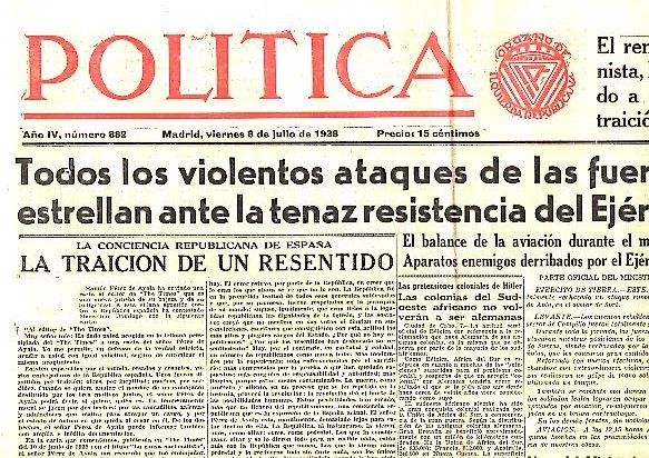 POLITICA. AÑO IV. N. 882. 8-JULIO-1938.