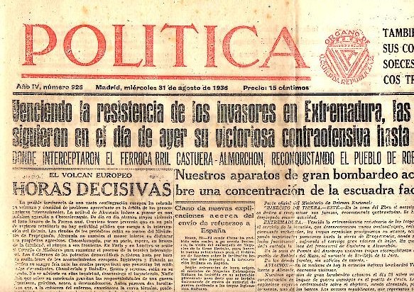 POLITICA. AÑO IV. N. 926. 31-AGOSTO-1938.