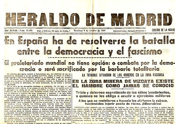 HERALDO DE MADRID. AÑO XLVIII. N. 16439. 9-OCTUBRE-1938.
