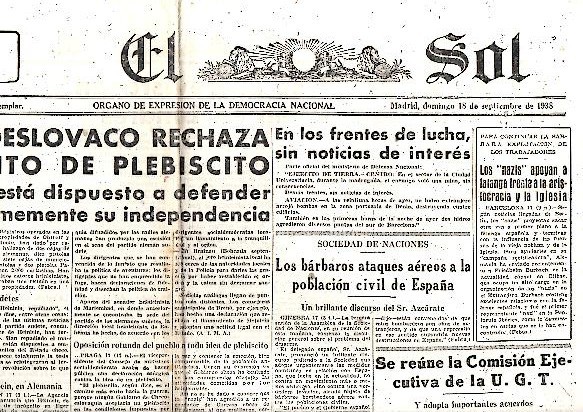 EL SOL. AÑO XXII. N. 6270. 18-SEPTIEMBRE-1938.