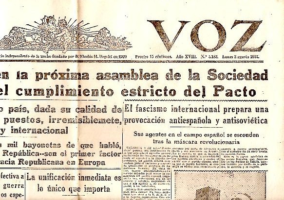 LA VOZ. AÑO XVIII. N. 5183. 2-AGOSTO-1937.