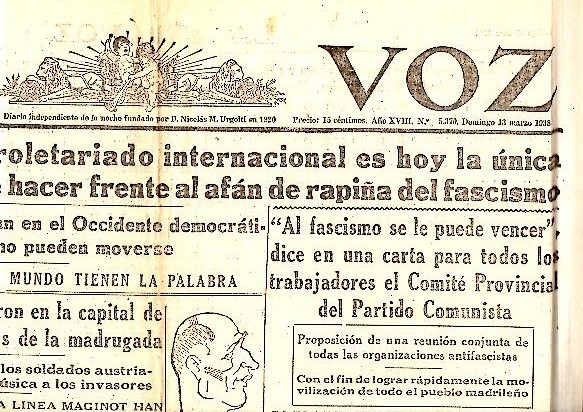LA VOZ. AÑO XIX. N.5370. 13-MARZO-1938.
