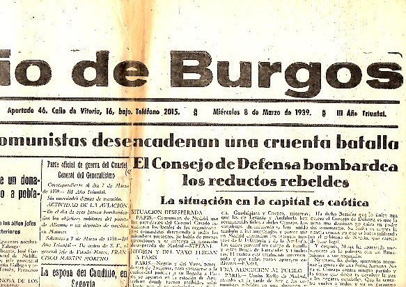 DIARIO DE BURGOS. AÑO XLIX. N. 19916. 8-MARZO-1939.