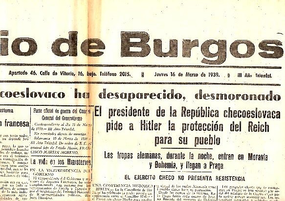 DIARIO DE BURGOS. AÑO XLIX. N. 19923. 16-MARZO-1939.