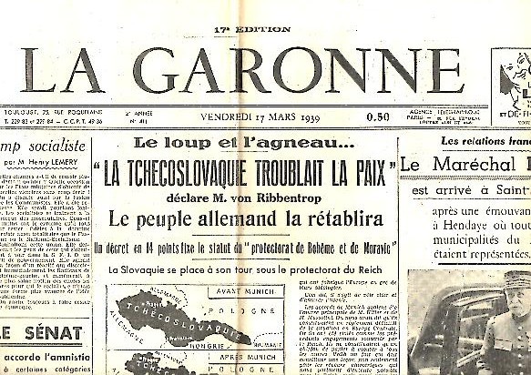 LA GARONNE. AÑO II. N. 411. 17-MARZO-1939.