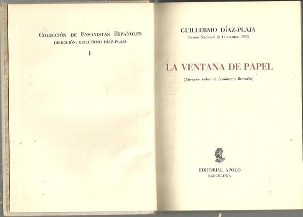 LA VENTANA DE PAPEL. (ENSAYOS SOBRE EL FENOMENO LITERARIO).