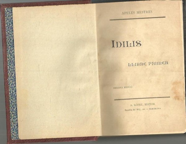 IDILIS. LLIBRE PRIMER. LLIBRE SEGON.
