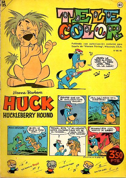 TELECOLOR. HANNA BARBERA. HUCK HUCKLEBERRY HOUND. AÑO II. NUM. 61. …