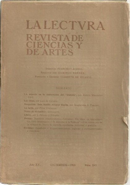 LA LECTURA. REVISTA DE CIENCIAS Y DE ARTES. AÑO XX. …