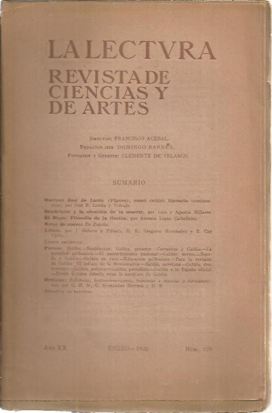 LA LECTURA. REVISTA DE CIENCIAS Y DE ARTES. AÑO XX. …