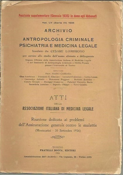ARCHIVIO DI ANTROPOLOGIA CRIMINALE PSICHIATRIA E MEDICINA LEGALE FONDATO DA …