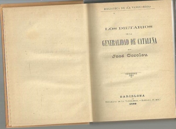 LOS DIETARIOS DE LA GENERALIDAD DE CATALUÑA.