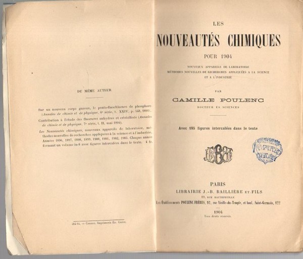 LES NOUVEAUTES CHIMIQUES PUR 1904. NOUVEAUX APPAREILS DE LABORATOIRE. METHODES …