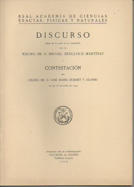 DISCURSO LEIDO ANTE LA REAL ACADEMIA DE CIENCIAS EXACTAS, FISICAS …