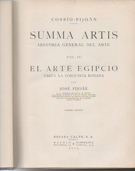 SUMMA ARTIS. HISTORIA GENERAL DEL ARTE. VOL. III. EL ARTE …
