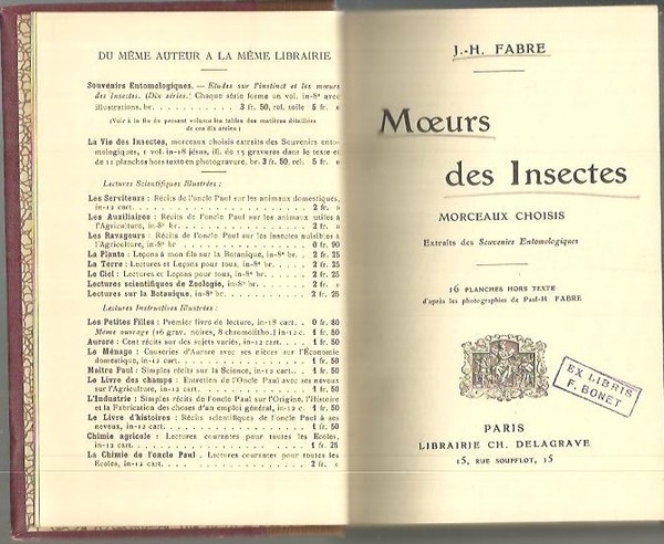 MOEURS DES INSECTES. MORCEAUX CHOISIS.