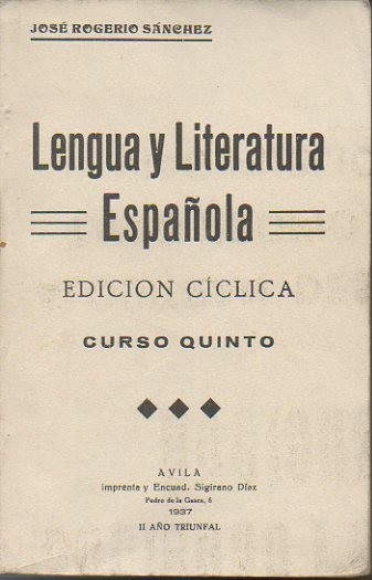 LENGUA Y LITERATURA ESPAÑOLA. QUINTO CURSO.